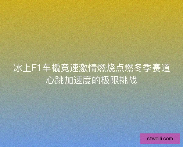 冰上F1车橇竞速激情燃烧点燃冬季赛道心跳加速度的极限挑战