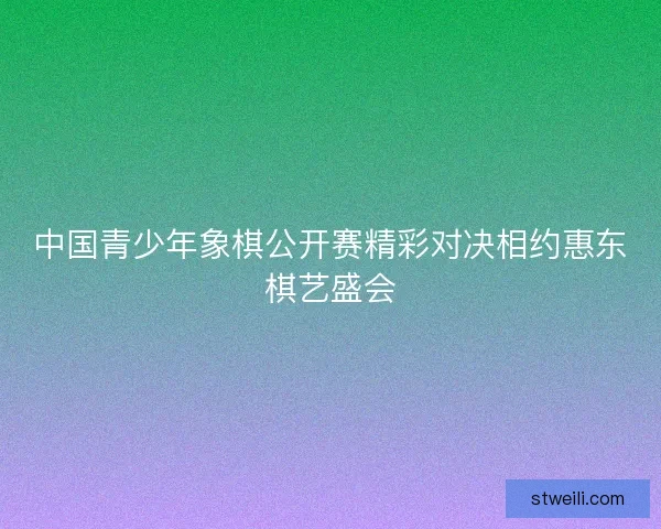 中国青少年象棋公开赛精彩对决相约惠东棋艺盛会
