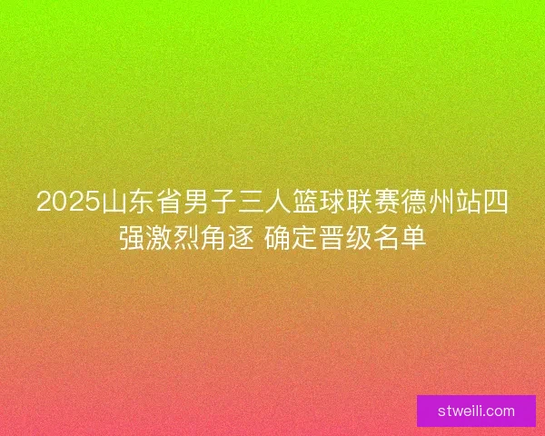 2025山东省男子三人篮球联赛德州站四强激烈角逐 确定晋级名单